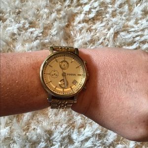 Gold Fossil Watch